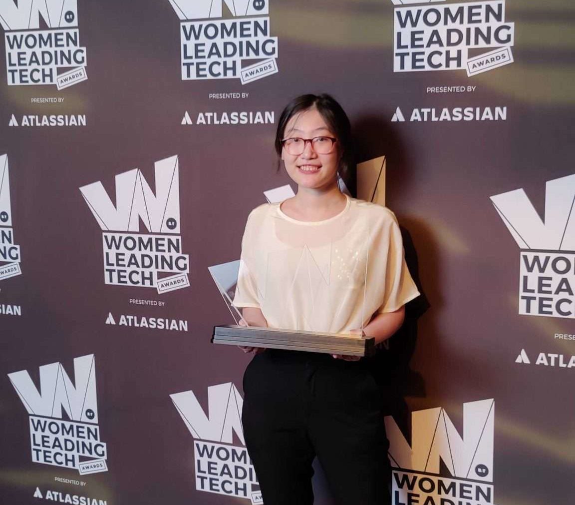 Evelyn, a Matrak product manager, at the Women Leading Tech awards