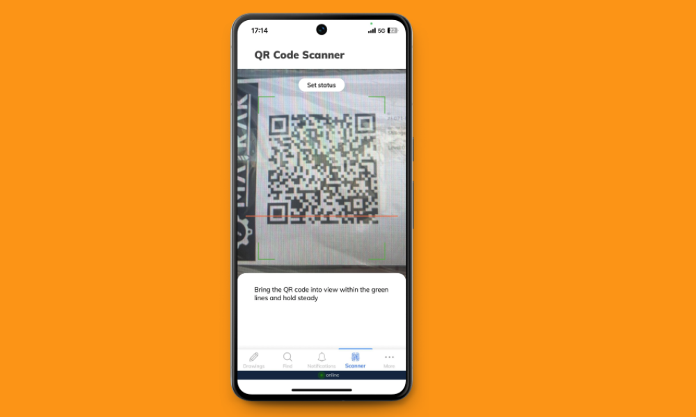 The Matrak QR code scanner on a phone